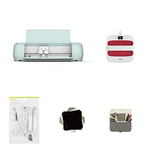 Cricut Explore 3 Smart Cutting Machine - Smart Iron-On Bundle, Includes 5-Piece Tool Set, EasyPress 2 Heat Press, EasyPress Mat, Machine Mats, & Iron On HTV Sampler Pack