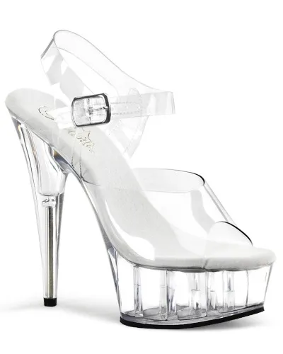 Pleaser USA Delight-608 6inch Pleaser Stilettos - Clear | Clear / UK 5 - US 8 - EU 38