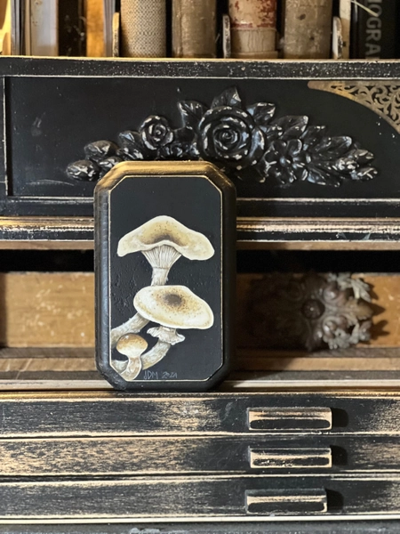 Original Mini Mushroom Painting on Wood
