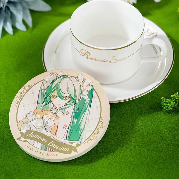 Official Miku Coaster Summer Blossom Floral Miku Ceramic Coaster
