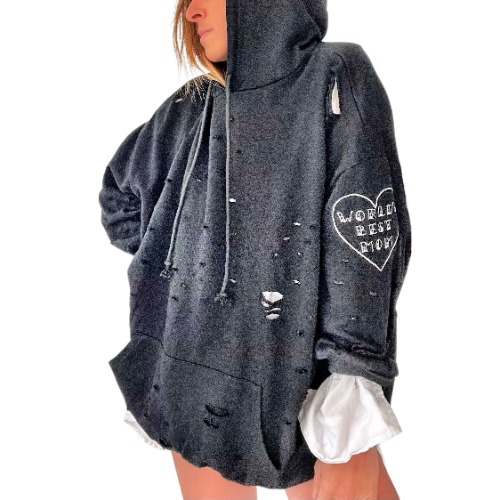 'Worlds Best Mom' Embroidered Hoodie - One Size