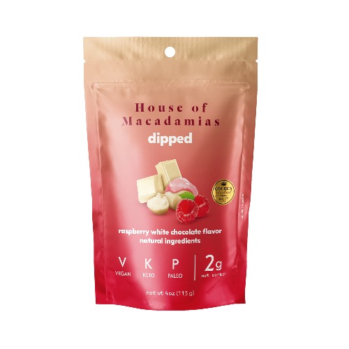 Raspberry White Chocolate Dipped Macadamia Nuts (4oz x 6 Bags)