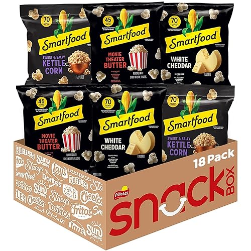 Smartfood Popcorn, Variety Pack, 0.5 Ounce (Pack of 18) - Variety Pack - 0.5 Ounce (Pack of 18)