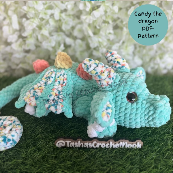 Candy the dragon crochet pattern-PDF-Intermediate level-English only