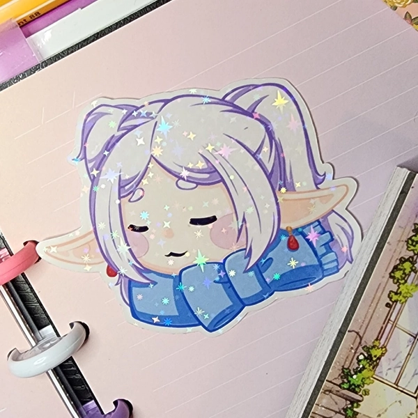 Sleepy Frieren Sticker | Anime | Funny | Cute Kawaii for Bullet Journal Planner Laptop Water Bottle Phone | Stationery | Glossy Vinyl
