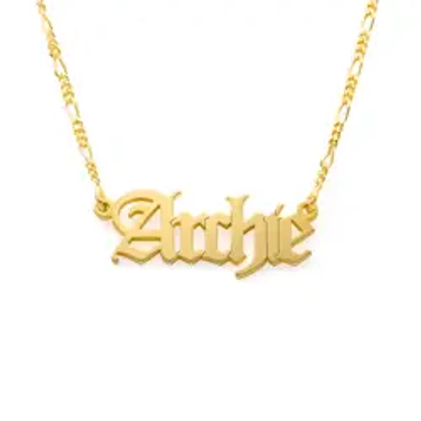 Custom Gothic Unisex Name Necklace in 18K Gold Vermeil