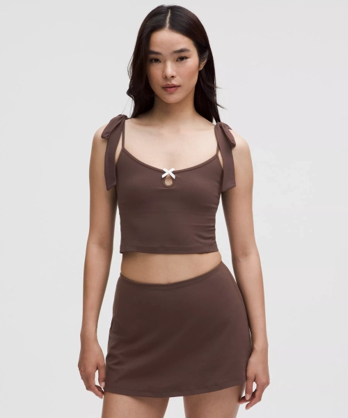 Nulu Bow-Detail Tank Top *Balletcore Set - Espresso - XXXS