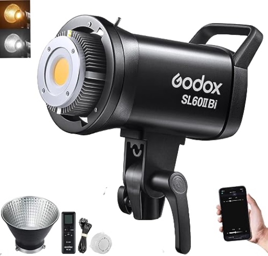 Godox SL60IIBi 75W Bi-Color LED Video Light, 25100Lux@1M 2800K-6500K LED Continuous Light CRI/TLCI 96+/97+, 11 FX Effects Studio Light Bowens Mount, 2.4G Wireless Control with Godox RC-A6 Remote