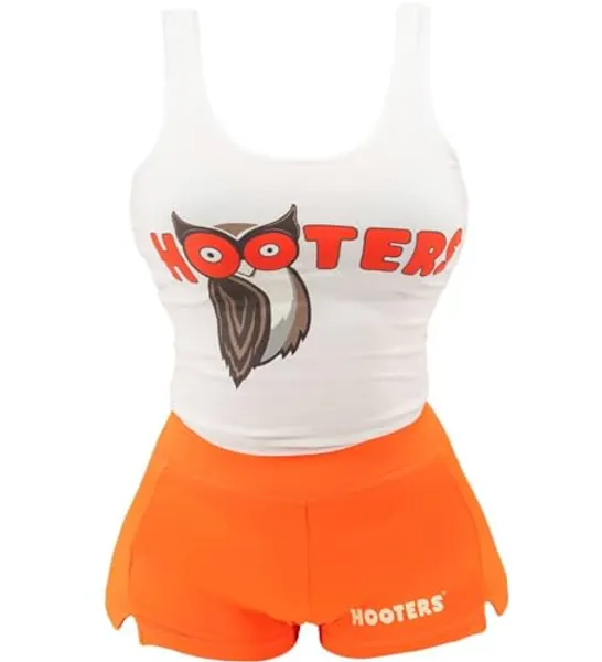 Ripple Junction Hooters Girl Iconic Waitress Outfit Includes Tank Top and Shorts Set Officially Licensed - 3X-Large - White/Orange