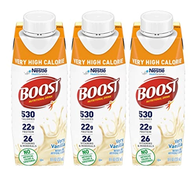 Boost Very High Calorie Nutritional Drink, Very Vanilla - No Artificial Colors or Sweeteners, 8 Fl Oz (Pack of 3)