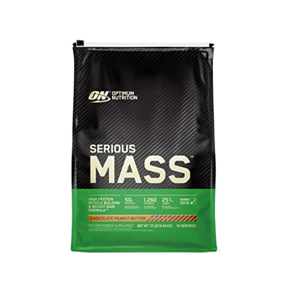 Optimum Nutrition Serious Mass, Weight Gainer Protein Powder for Muscle Gain, Added Immune Support, Chocolate Peanut Butter, 12 Pound (Packaging May Vary) - Chocolate Peanut Butter - 12 Pound (Pack of 1)