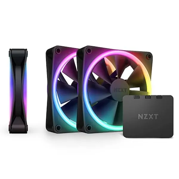 NZXT F120 RGB Duo - RF-D12TF-B1 - 3 ventilateurs RGB double LED de 120 mm avec contrôleur RGB - 20 LED configurables individuellement - Airflow et pression statique équilibrées - Pack triple – Noir - 120mm Noir - RGB Duo (3-Pack)