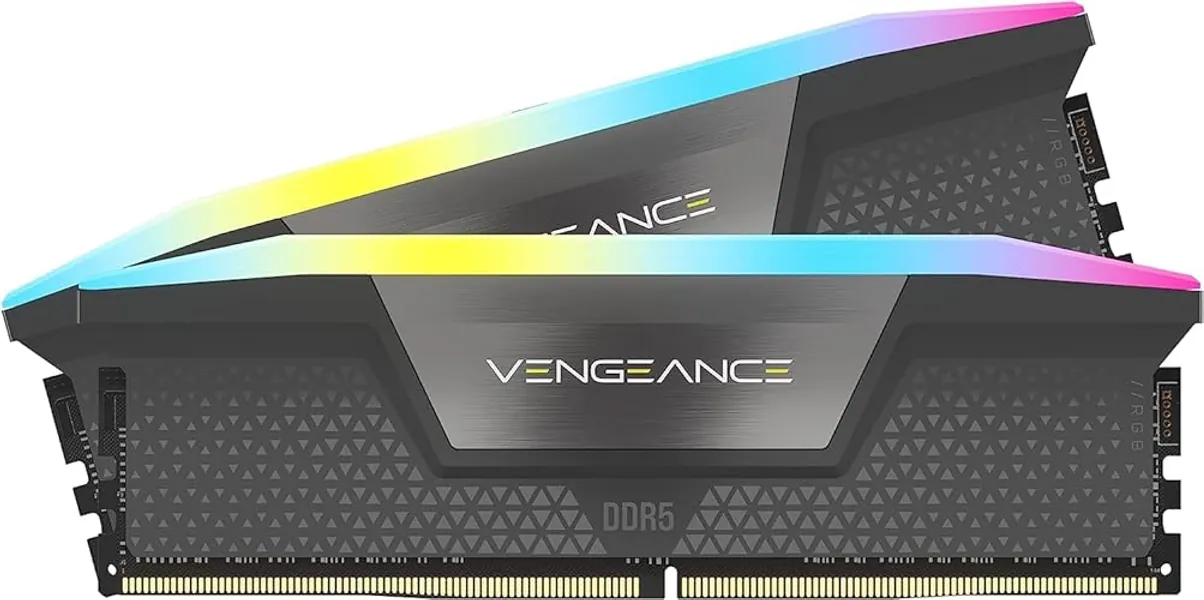 CORSAIR VENGEANCE RGB DDR5 64Go (2x32Go) DDR5 6000MHz CL30 AMD EXPO Intel XMP iCUE Mémoire Informatique Compatible - Gris (CMH64GX5M2B6000Z30) - 64Go (2 x 32Go)