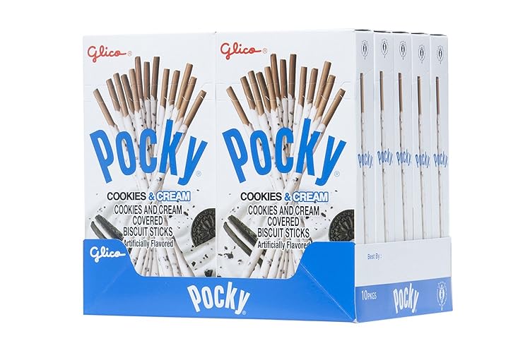 Pocky Biscuit Stick, Cookies and Cream, 2.47 Ounce (Pack of 10) by Pocky - Cookies & Cream - 70 g (Pack of 10)