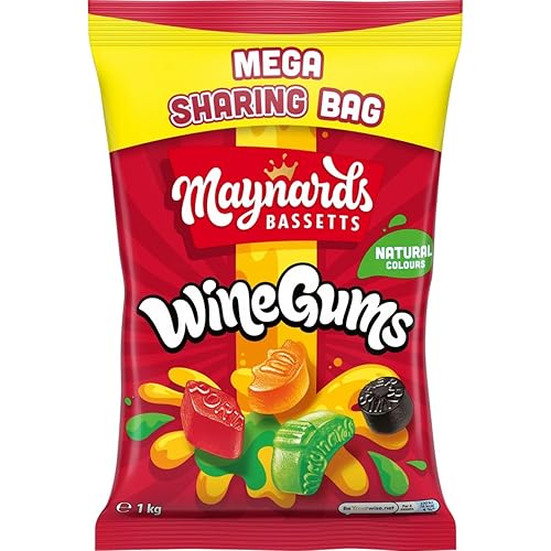 Maynards Bassetts Wine Gums, Mega Sharing Bag, Perfect Sweet Treat, 1 kg (Pack of 1)