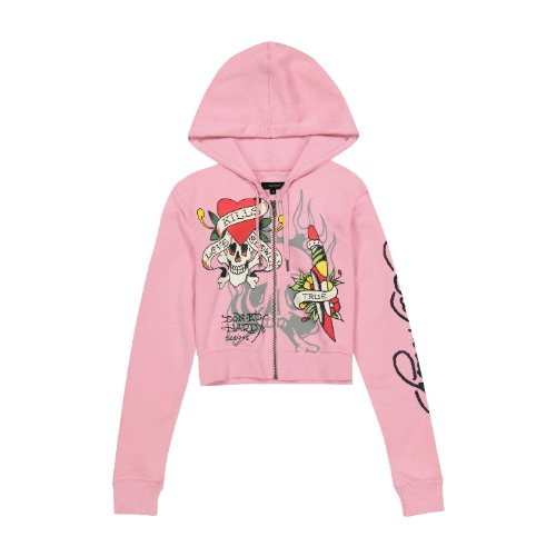 Tiger Dagger Zip Front Hoodie | XS / BUBBLEGUM