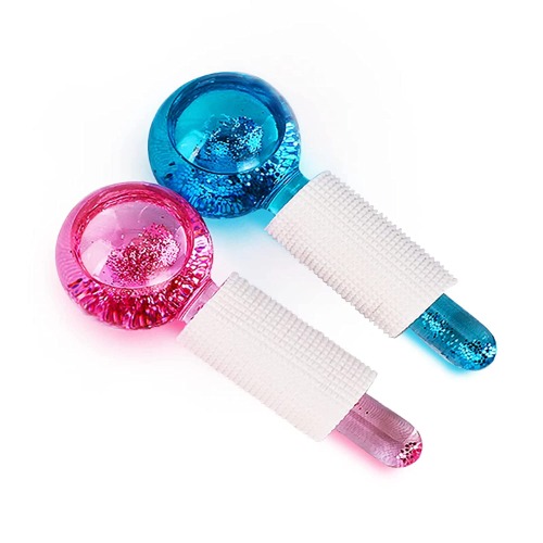 Hizozee Ice Roller for Face, 2 PCS Ice Globes for Facials Massager, Freezer Safe and Highly Effective Ice Massager Tool for Daily Beauty, Tighten Skin, Reduce Puffiness and Headaches (Blue Pink) - Pink&blue