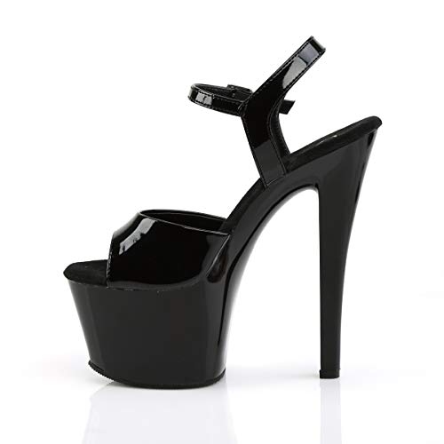 Pleaser Women's Sky-308 Ankle-Strap Sandal - 7 - Black Patent/Black