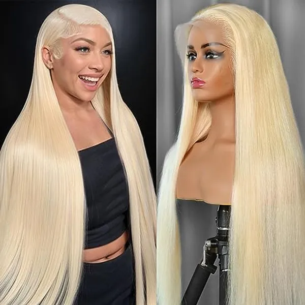 Nicele Ann 613 13x6 Lace Front Wig Human Hair Straight 613 HD Lace Frontal Wig 13X6 200 Density Blonde Lace Front Wigs Human Hair Pre Plucked With Baby Hair (40 Inch, 613 13x6 Straight)