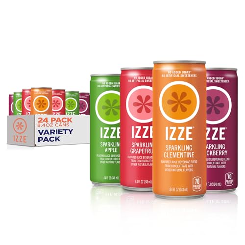 Izze Sparkling Juice, 4 Flavor Variety Pack, 8.4 Fl Oz (24 Count) - Classic Variety Pack - 8.4 Fl Oz (Pack of 24)