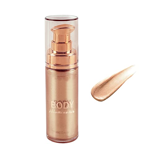 Body Luminizer Shimmer Oil Liquid Highlighter Makeup,Body Glow Shimmer Lotion Radiance All In One Makeup,Waterproof Moisturizing Shimmer Body Oil - Rose Gold