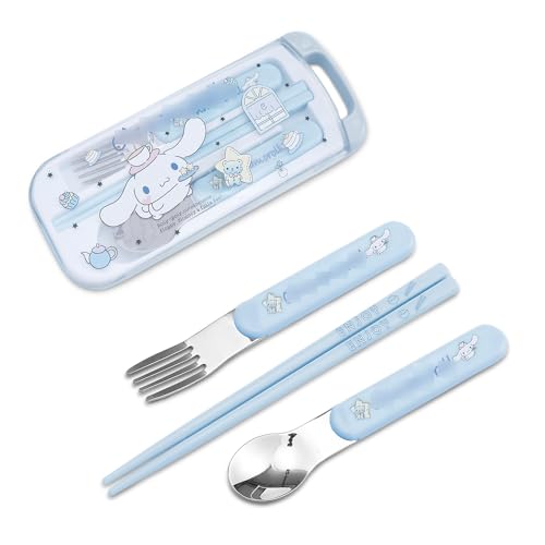G-Ahora Kitty Portable Camp Reusable Flatware Kitty Cat Travel Utensils Case with Stainless Steel Fork Spoon Chopsticks(SCF-CIN) - SCF-Cinnamoroll