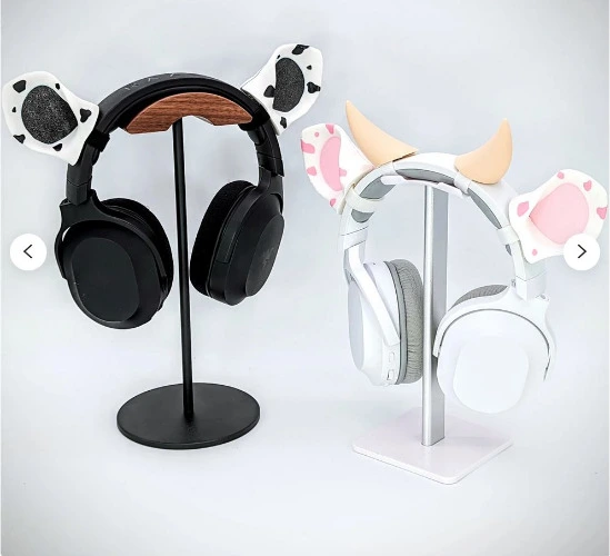 Cow Ears for Headphones - White with Pink Spots