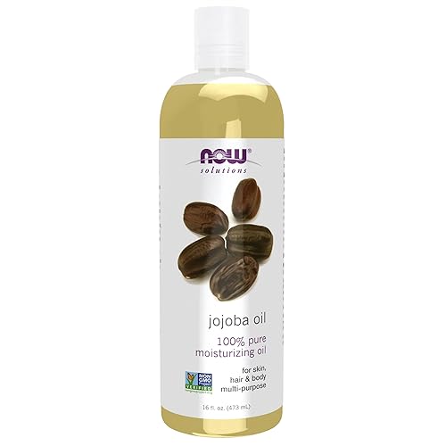 NOW Foods Solutions, Jojoba Oil, 100% Pure Moisturizing, Multi-Purpose Oil for Face, Hair and Body, 16-Ounce - 16 Fl Oz (Pack of 1)