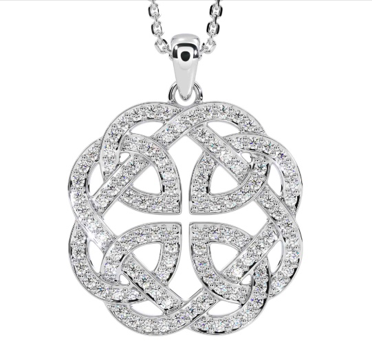 Celtic knot necklace - Diamonds & White Gold 