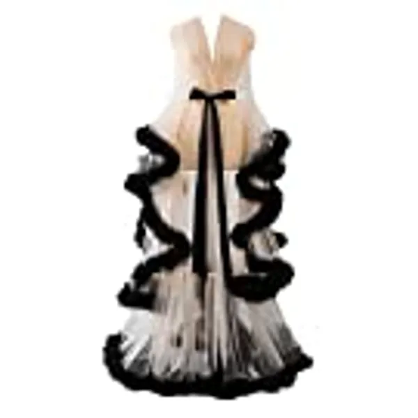 Changuan Sexy Feather Robe Long Fur Tulle Maternity Photoshoot Bridal Robe Lingerie Sleepwear