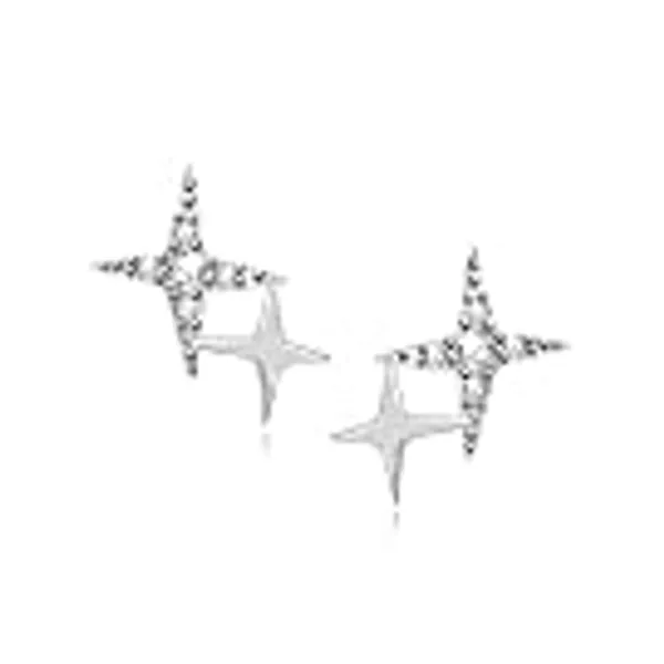14K Gold Plated 925 Sterling Silver Celestial stud earrings,Premium Cubic Zirconia in yellow Gold,Star earring dainty gold earrings,North Star stud earrings.For Women.