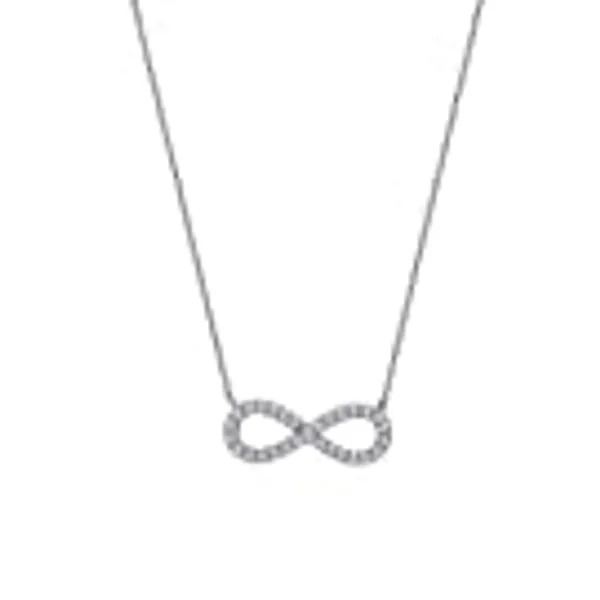 Elmas 1/5CT Round White Natural Diamond 925 Sterling Silver Infinity Pendant Necklace for Women