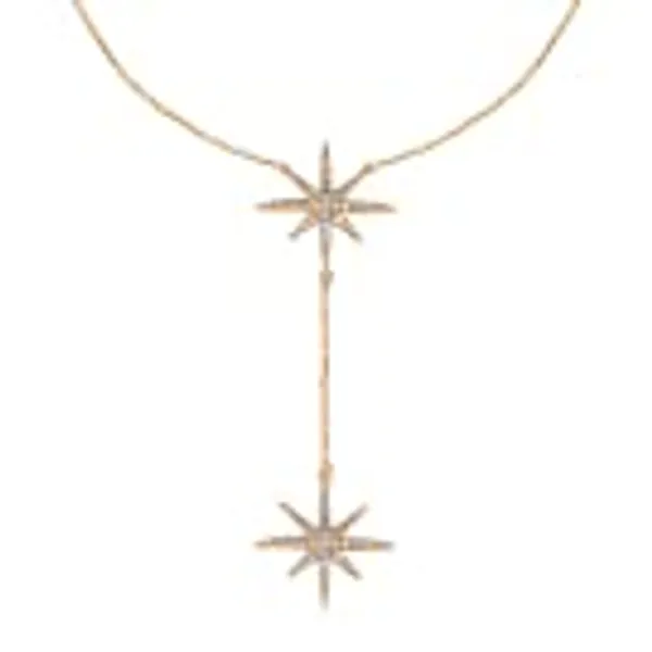 Savlano 14K Gold Plated Cubic Zirconia Round Cut Starburst 18 Inches Pendant Chain Necklace for Women & Girls