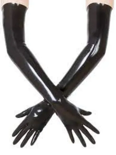 Black latex gloves shoulder length