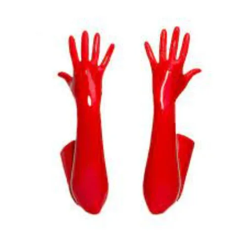 Red Latex gloves shoulder length