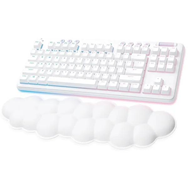 Logitech G715 Wireless Mechanical Gaming Keyboard with LIGHTSYNC RGB Lighting, Lightspeed, Clicky Switches (GX Blue), and Keyboard Palm Rest, PC and Mac Compatible, White Mist - 