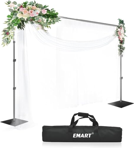 EMART Backdrop Stand 8.5x10ft with Heavy Duty Flat Base Adjustable Background Support System Kit for Parties Pipe and Drape Stand for Photography Birthday Photo Studio - 8.5x10ft - Black