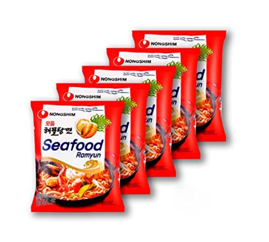 Pack 5 Ramen Fideos Instantáneos Sabor de Marisco Instant Noodle Tallarines Corea - Marisco - Pack 5