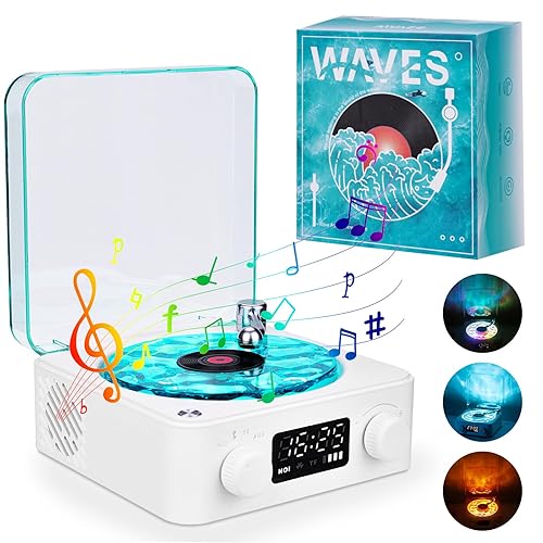 The Waves Vinyl Player, Reproductor de Vinilo The Waves, Nuevo Reproductor de Vinilo 2024, Altavoz de Vinilo Bluetooth Waves Compatible con Bluetooth, TF, Modo AUX.