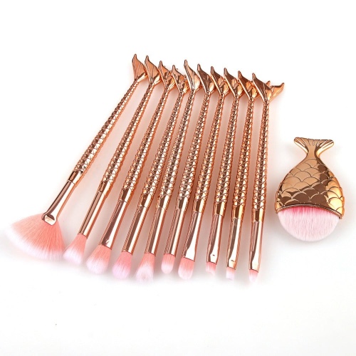 Mermaid Beauty 11 pcs Makeup Brush Set - Gold