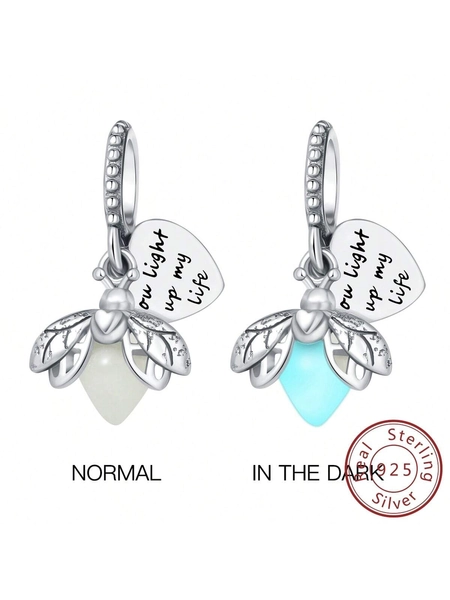 925 Sterling Silver Glowing Firefly Charms Beads Dangle Fit Original Bracelet Necklace DIY Jewelry