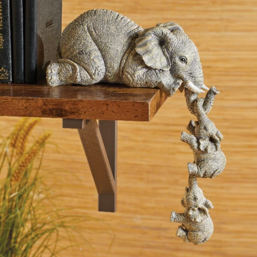 Bungalow Rose Woehler Elephant Sitter Figurines - Set of 3 & Reviews | Wayfair