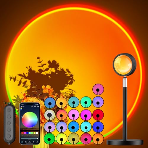 Sunset Lamp Projector with APP Control, Multicolor Changing Projection Lamp Led Light, Sunlight Lamp for Bedroom, Photography, Party, Tiktok Live, Room Decor - Multi-colour