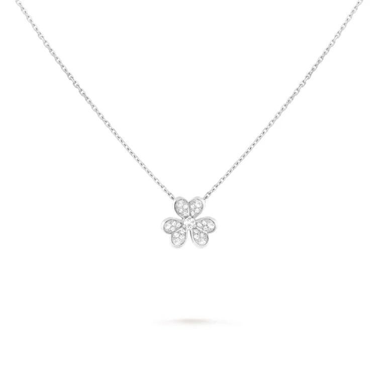 Frivole pendant, mini model 18K white gold, Diamond - Van Cleef & Arpels