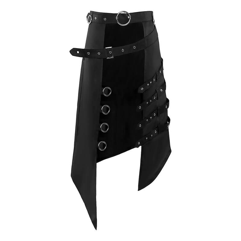 Gothic Asymmetrical Polyester Men's Overskirt - Polyester / M (Waist 68-72 cm)