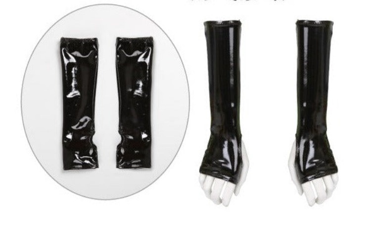 Soul Snatch | Parts: Patent Leather Gloves - One size / Black Half Finger Half Length Gloves