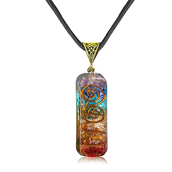 DEEPOW ANLACOCN Healing 7 Chakra Necklace with Rainbow Crystals Orgone Energy Generator for Balancing 7 Chakras, Meditation Yoga Spiritual Jewelry