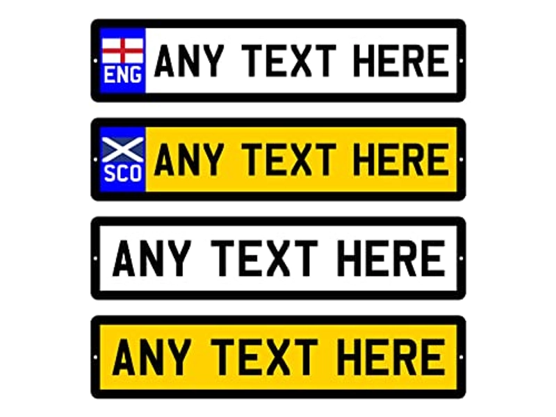 Personalised Number Plate ANY TEXT Novelty METAL Car Registration Sign Plaque (197mm x 44mm)