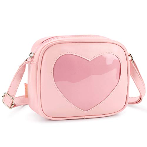 STEAMEDBUN Ita Bag Crossbody Cat Small Ita Purse Pin Display Bag with Insert - Pink-heart
