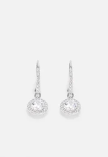 UNA DROP EARRINGS ROUND CUT PAVÉ - Ohrringe - silver-coloured